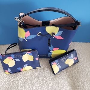 Kate Spade Eva Lemon Zest bucket bag set